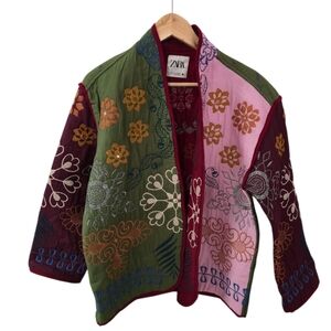 Zara Multicolor Embroidered Patchwork Jacket